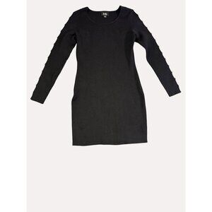 By & By Black Long Sleeve Sweater Dress With Pearl Embellished Sleeves Size XL
